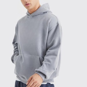 Sweats à capuche délavés pour hommes coupe boxe Streetwear pull en coton lourd sweats à capuche vintage en détresse pour hommes - Product Image 2