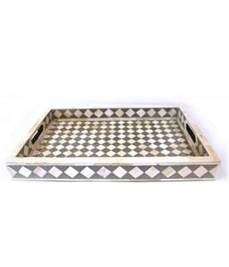 Bandeja con incrustaciones de hueso hechas a mano Noor Al Zahra, artículos para el hogar árabes elegantes para Ramadán, Eid y decoración de mesa de lujo con diseño personalizado - Product Image 1