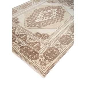 Alfombra de Lana Anudada a Mano en Color Beige Marrón con Diseño de Medallón Abstracto Rectangular para Decoración del Hogar, Sala de Estar, Entrada y Pasillo-SKWL-359 - Product Image 2