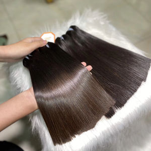 Extensiones de cabello humano liso con puntas cortas marrones, listas para enviar, cabello virgen de alta calidad, paquetes al por mayor, mejor precio. - Product Image 1