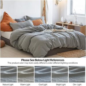 100% Cotton French Flax 200TC Washed Bedding Duvet Cover <b>Set</b> Solid Europe <b>Comforter</b> 3-Piece 2 Pillowcases Home Hotel Weddings - Product Image 5