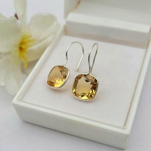 Boucles d'oreilles en citrine, argent sterling 925, bijoux faits à la main, pierre de naissance de novembre, cadeau pour femmes, vente en gros - Product Image 2