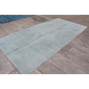 Alfombra Turca Grande, Alfombra Vintage de 5.6x11.1 pies, Alfombra Azul de Lana Marroquí - Product Image 2