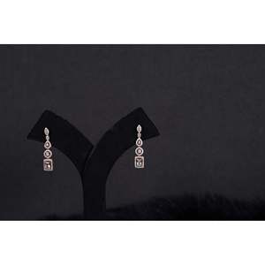 NOVAMART Fine Silverings 925 Sterling <b>Silver</b> <b>Drop</b> <b>Earrings</b> Hazel Geometric Pattern Diamond Pearl Main Stones Rose Gold for Weddi - Product Image 1