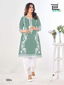 Qualité d'exportation indienne belle tenue pantalon Kurti Georgette lourd de haute qualité avec broderie lourde travail achats en ligne inde - Product Image 6