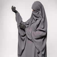 Ensemble de robe longue formelle deux pièces personnalisé pour femme, style simple et modeste, avec abaya, hijab et khimar en polyester non tissé respirant, coupe basse