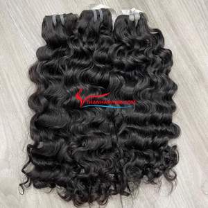Extensions de cheveux birmans vietnamiens Fuzz Bundles de cheveux bouclés Double trame Extensions de cheveux humains - Product Image 5