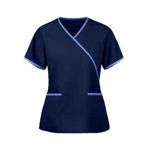 उच्च गुणवत्ता वर्दी चिकित्सा नर्सिंग स्क्रब जिपर अस्पताल वर्दी सेट कोई जेब थोक हेल्थकेयर महिलाओं अद्वितीय scrubs