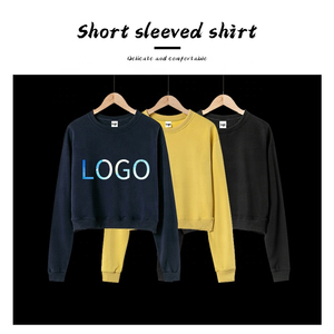 เสื้อสเวตเตอร์คอกลมมีฮู้ดเสื้อครอปสีเขียวตัวอักษรเทอร์รี่ออกแบบได้ตามต้องการสำหรับฤดูหนาว - Product Image 4