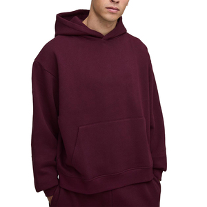 OEM solid <b>burgundy</b> <b>Hoodie</b> Custom Cotton fleece warm Winter embroidery screen printing Hoodies for Men - Product Image 4