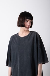 T-shirt décontracté surdimensionné pour femme, personnalisé, boutonné, plusieurs couleurs, technique de lavage Moonwash, 100% coton, 180-280 GSM, Hip Hop - Product Image 3