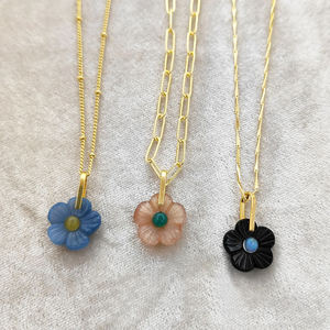 Onyx noir sculpture fleur fantaisie breloques 14mm argent Sterling plaqué or boucle rotative breloques faites à la main en gros bijoux fournitures - Product Image 5