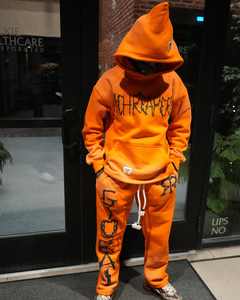 Chándal personalizado con estampado de abullonado Y2K, ropa de calle, dobladillo recortado, sudadera con capucha y pantalones de chándal, conjunto de pantalones de chándal acampanados de hip hop, conjunto de 2 piezas - Product Image 4