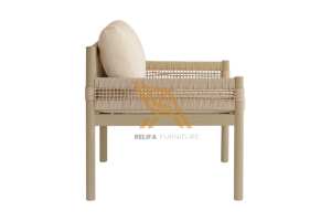 Venta al por mayor Sillón con tejido y equipado con cojín para todo tipo de clima, marco moderno de madera maciza de teca para sus muebles de exterior - Product Image 3