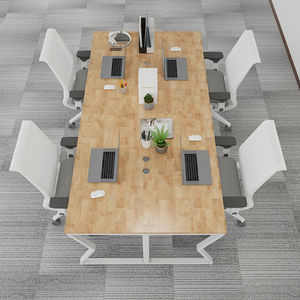 Table de bureau ergonomique minimaliste SFMC006-4 places en bois de caoutchouc et métal en forme de 'M' - Product Image 2