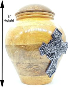 Urna cruzada celta de madera hecha a mano para cenizas humanas adultas con bolsa de terciopelo Urnas de cremación para cenizas Urnas decorativas (Cruz negra) - Product Image 4