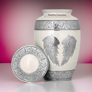 Wholesale Classic Handcarved Angel Wings Aluminium Adult Cremation Urn & Keepsake Funeral Supplies Memorial Ashes Storage <b>Jars</b> - Product Image 6