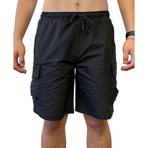 Shorts cargo décontractés en coton pour hommes, couleur unie, taille élastique avec cordon de serrage, séchage rapide, confortables pour le sport, le fitness, le jogging, l'entraînement et la gym - Product Image 3