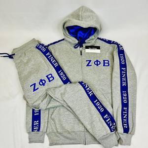Chándal de 2 piezas hecho a medida Zeta Phi Beta Side Stripes, conjunto de Jogger, chándal de mujer con patrón sólido para correr en invierno - Product Image 6