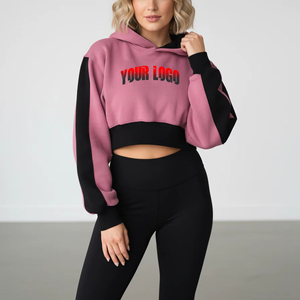 Sudaderas Cortas de Alta Calidad al Por Mayor, Último Estilo, Nuevo Logotipo Personalizado Estampado, Sudaderas Cortas Transpirables para Mujer - Product Image 3