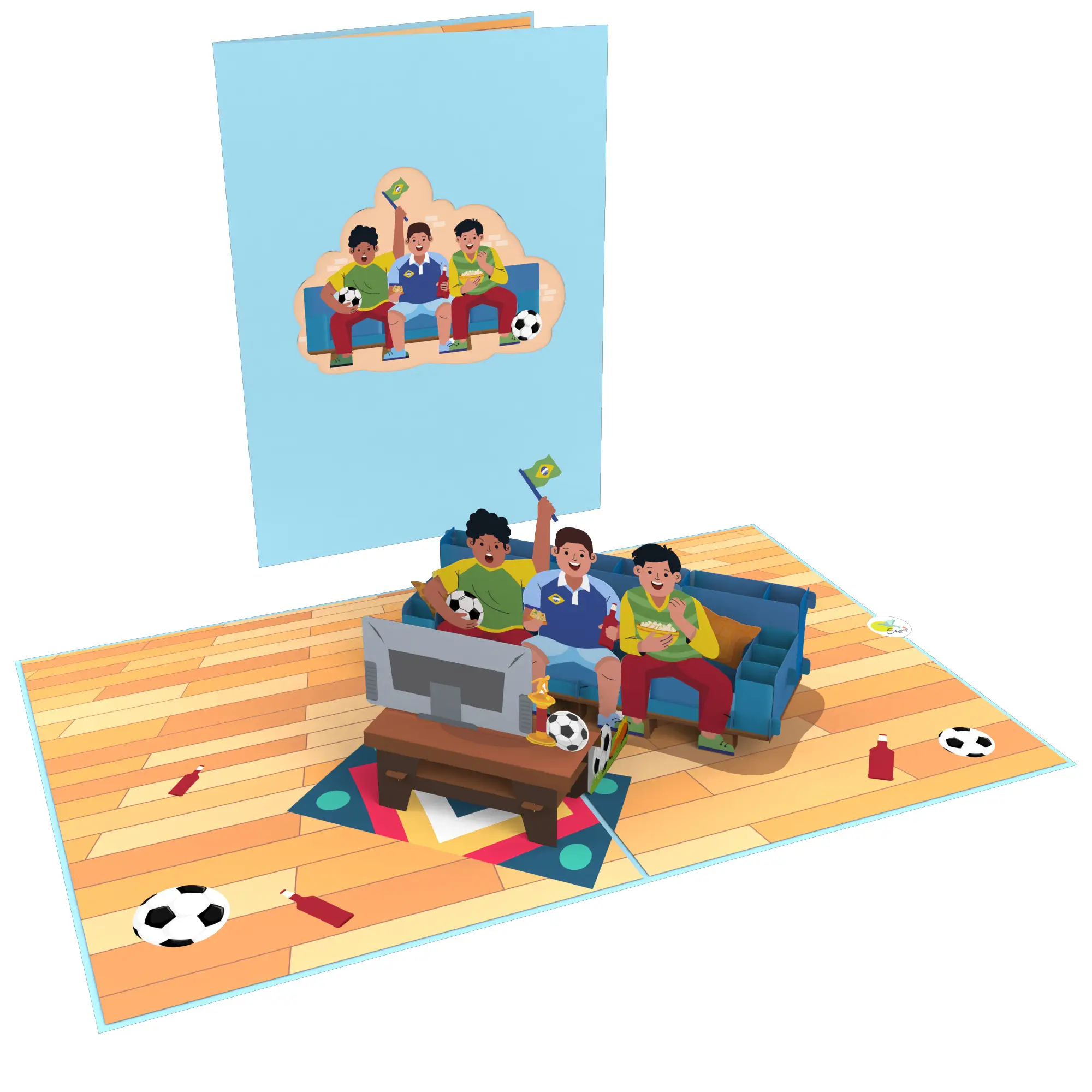 Football Fansr3Dポップアップカード思い出に残る友達のためのベストセラー記念日誕生日3Dカード手作り紙ラス
