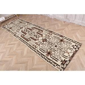 Vintage Turkish <b>Runner</b> <b>Rug</b> 3x10.3 ft (92x314 cm), Brown Floral Kilim <b>Rug</b> - Product Image 3