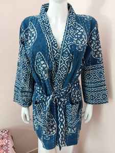 Chaqueta Kantha de algodón hecha a mano con estampado para mujer de buena calidad Kimono vestido de longitud media 100% algodón cintura Natural - Product Image 2