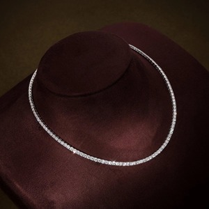 Collar de Cadena de Tenis con Moissanita Redonda de Corte Brillante de 3 mm de Primera Calidad con Colgante de Plata 925 para Mujer al Mejor Precio - Product Image 3