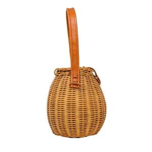 Sac à main ovale tissé en rotin écologique de haute qualité avec poignée en cuir sac panier en rotin naturel pour femme pour voyage à la mode - Product Image 3