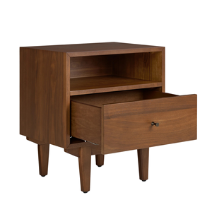 Table de chevet en bois massif avec tiroir et étagère ouverte, table de nuit scandinave moderne pour chambre à coucher, hôtel, appartement - Product Image 5