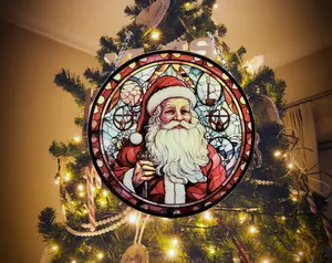 3D Pattern Painted Plastic Panel Decor For Home Gift Christmas Suncatcher Window Hangings- - -Kind Santa Claus