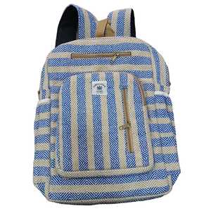 กระเป๋าเป้สะพายหลังผ้าป่านธรรมชาติสไตล์วินเทจสไตล์อินเดียผ้าฝ้ายทำด้วยมือมีซิปปิดสายรัดสองเส้นใช้ได้ทั้งชายและหญิง BG-201223A - Product Image 1