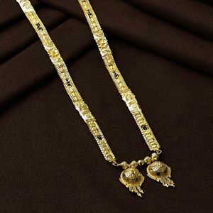 Vente en gros de micro mangalsutra long plaqué or 24 carats pour femmes mariées, mangalsutra indien traditionnel rempli d'or, bijoux de mode. - Product Image 4