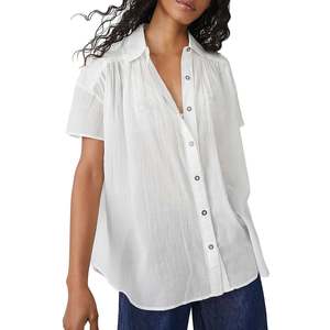 Camicia in Popeline di Cotone Bianco 'Float Away' di Free People, Taglia XS, Stile Casual - Product Image 1