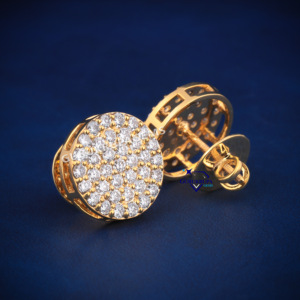 Pendientes de tuerca de Hip Hop de lujo con diamantes cultivados en laboratorio de corte brillante redondo 14Kt oro amarillo VVS claridad - Product Image 6