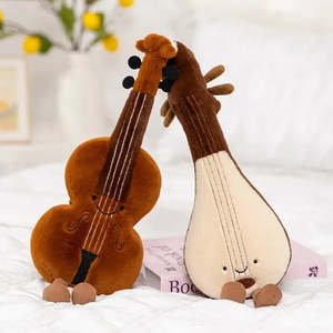 Guitare et tambour à main en peluche de 30 cm, jouet musical éducatif et d'apprentissage, fonctionne sur piles - Product Image 6