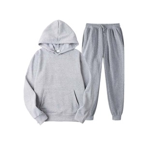 2024 Latest Design Solid Color <b>Men</b> Blank Plus Sizes Hoodies <b>Pullover</b> <b>Men</b> Sports Design Own logo Casual Hoodies with Pant Set - Product Image 2