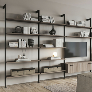 Emuca Zero Structure Lot de 5 supports d'étagères en zamak noir peint pour étagères en bois planches non incluses Espagne - Product Image 4