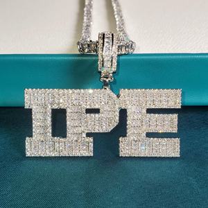 Luxury Iced Out Moissanite DPE <b>Letter</b> Pendant Hip Hop Diamond Custom Name <b>Necklace</b> Premium Jewelry - Product Image 5