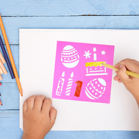 Pochoir en PET pour enfants, modèle de peinture, ours d'anniversaire, bougies, œuf de Pâques, outil d'art et d'artisanat réutilisable