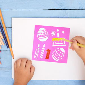 Pochoir en PET pour enfants, modèle de peinture, ours d'anniversaire, bougies, œuf de Pâques, outil d'art et d'artisanat réutilisable - Product Image 2