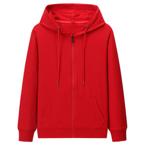 Sweat à capuche uni avec fermeture éclair pour hommes, coupe régulière avec logo personnalisé, sweats à capuche brodés au printemps en mélange de polyester/coton, vente en gros - Product Image 5