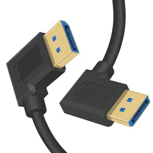 Right Angle Displayport 1.4 Cable, 90 Degree DP Male to Left Male Cable Support 8K/60Hz, 4K/144Hz Audio Video