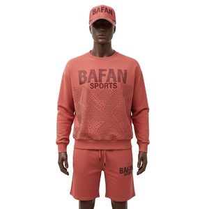 Premium Men Sweatshirt Short Set Cotton Polyester Fleece GSM Solid Custom <b>Heat</b> Transfer Logo Sweatshirt and Shorts Set for Men - Product Image 1