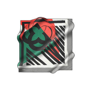 Black Cotton Square <b>Scarf</b> with Geometric Pattern - Product Image 1