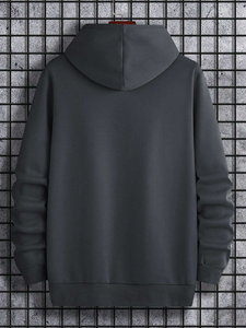 Sweat à capuche d'hiver décontracté à fermeture éclair pour hommes avec cordon de serrage thermique 100% coton lourd qualité de luxe - Product Image 2