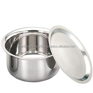 Ensemble de casseroles en acier inoxydable de grande taille 5 litres Patila/Bhagona/Tapeli avec couvercle en acier inoxydable, base à induction, design classique, cuisine à domicile - Product Image 4