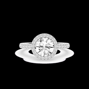 Anillo de Compromiso con Halo de Diamantes Cultivados en Laboratorio de Corte Redondo de 2.00 CTW, Anillo de Compromiso Clásico con Engaste de Puntas, Banda de Oro Sólido de 14K con Pavé, Anillo de Novia para Mujer - Product Image 2