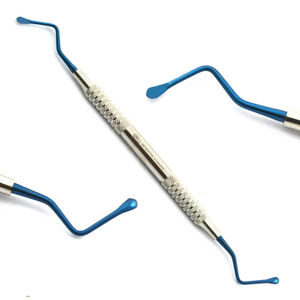 Lot de 3 curettes manuelles Lucas à pointes bleues pour l'élimination des kystes, instruments dentaires en acier inoxydable certifiés CE - Product Image 4