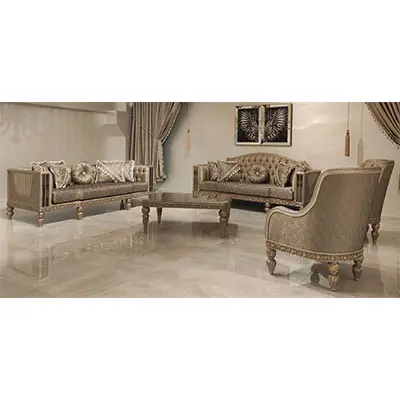 高品質の素材と手作り品質のリビングルーム用の豪華でクラシックなクラリッサ無垢材のソファ